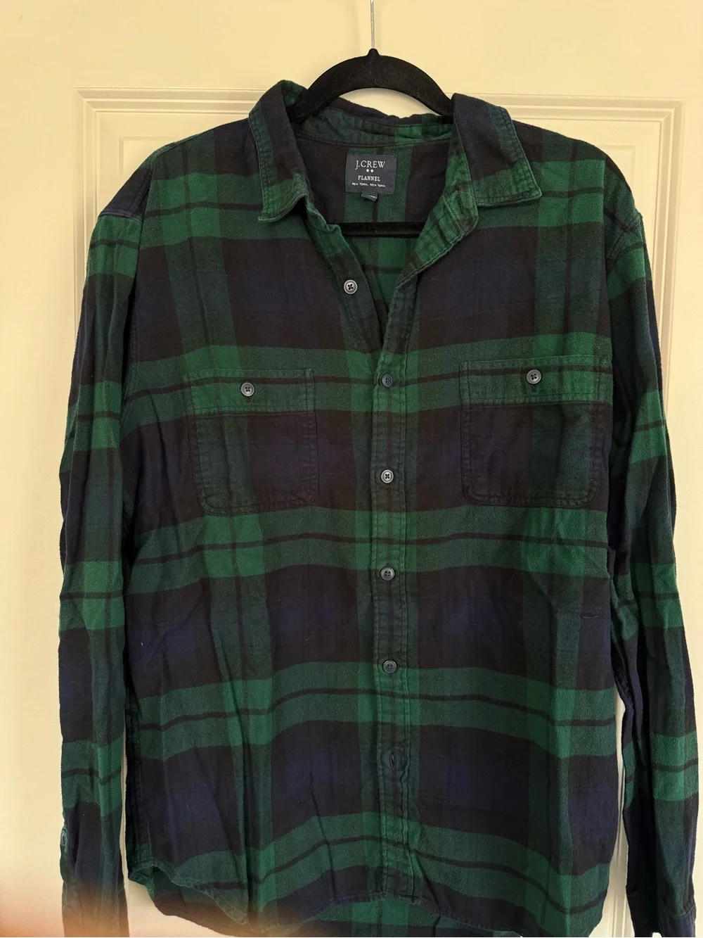 J. Crew Green and Navy Flannel Shirt